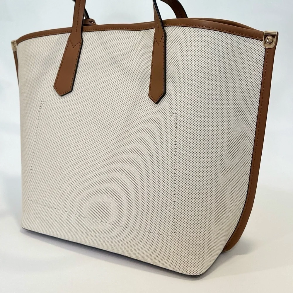 Michael Kors Jane Large Canvas Tote Carryall Bag in Natural